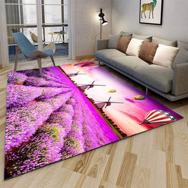 שטיח הדפסת תלת מימד בסגנון נורדי. לסלון, חדר שינה, מרפסת ועוד