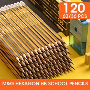 עפרונות משושה מחודדים ואיכותיים עם מחק. חבילה של 36/60/120 יחידות