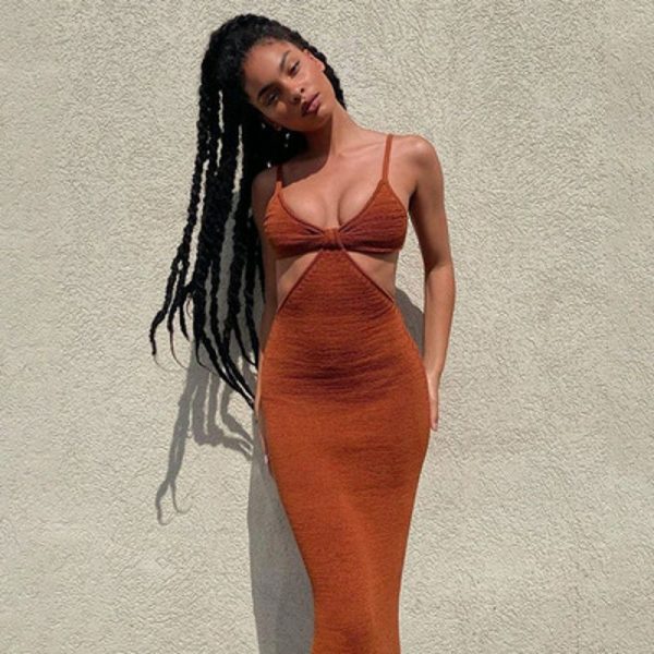 Sexy Spaghetti Strap Dress, Backless Knitted