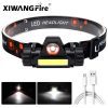 Portable Mini Flashlight Q5+COB Led Headlamp Powerful Built-in 18650 Battery Outdoor Camping Fishing Headlight Stepless Dimming