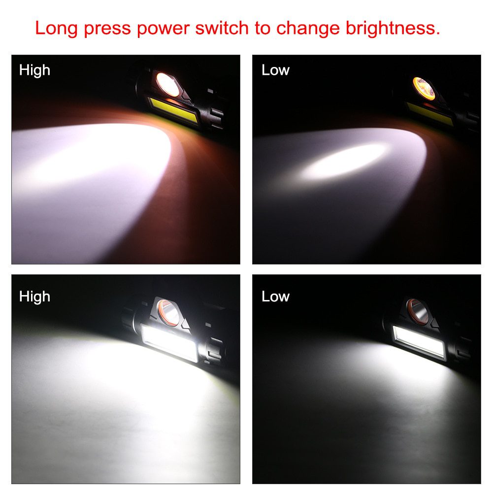 Portable Mini Flashlight Q5+COB Led Headlamp Powerful Built-in 18650 Battery Outdoor Camping Fishing Headlight Stepless Dimming