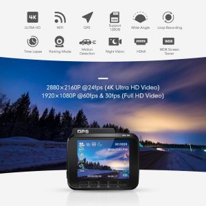 AZDOME GS63H מצלמת דרך לרכב. עדשה כפולה, 4K UHD, ראיית לילה מצויינת. GPS וWIFI מובנה.