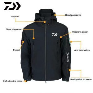 בגד יעודי לדיג אופנתי ממותג DAIWA, עמיד למים ולרוח.