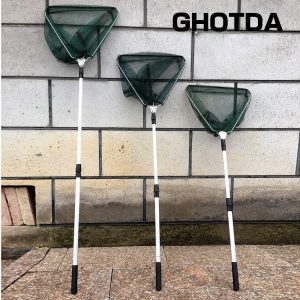 רשת דייג טלסקופית מתקפלת, עשוייה סגסוגת אלומיניום חזקה. בגדלים לבחירה 150/170/210 ס"מ