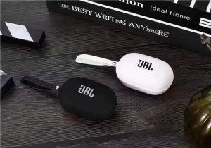 אוזניות Bluetooth אלחוטיות של JBL, צליל בס סטריאו, עם מיקרופון, מארז טעינה