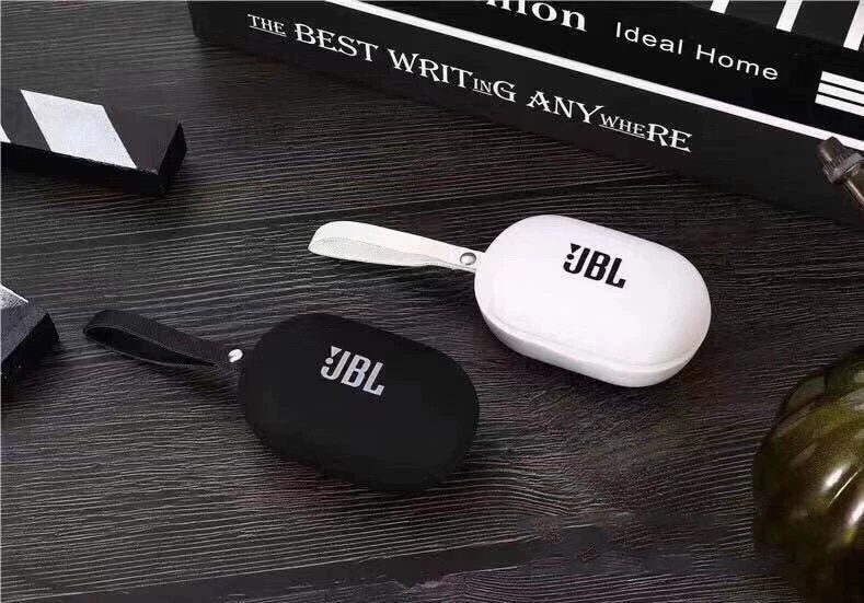 אוזניות Bluetooth אלחוטיות של JBL, צליל בס סטריאו, עם מיקרופון, מארז טעינה