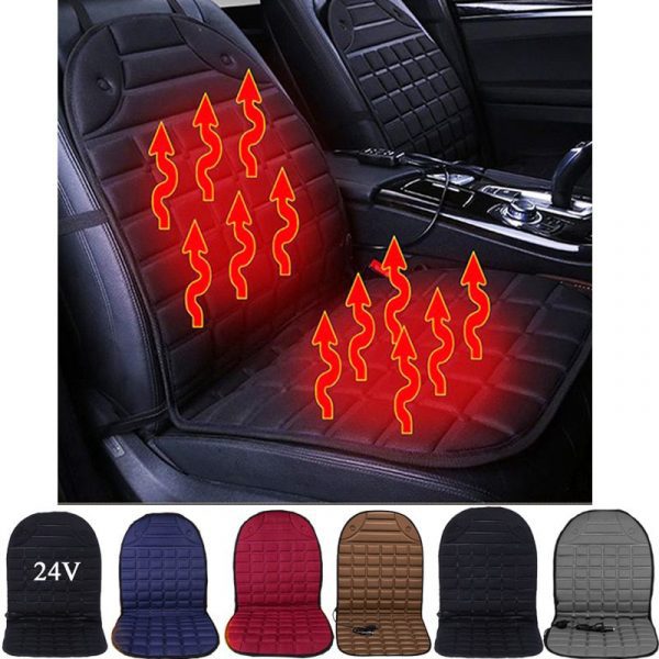 12v/24v Heated Car Seat Cover Heating Electric Car Seat Cushion Hot Keep Warm Universal in Winter Coffee/Black/Gray/Red/Blue