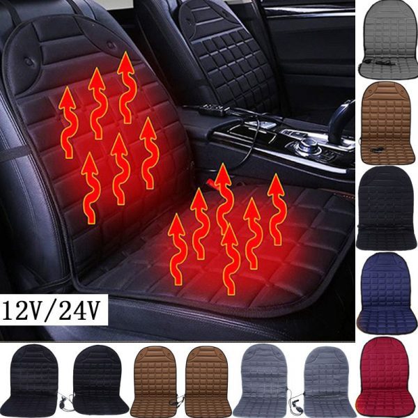 12v/24v Heated Car Seat Cover Heating Electric Car Seat Cushion Hot Keep Warm Universal in Winter Coffee/Black/Gray/Red/Blue