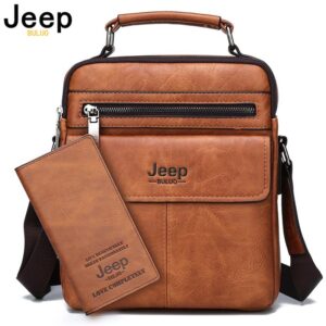 תיק כתף אלגנטי לגברים, עור מפוצל. ממותג גיפ – JEEP.