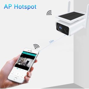 מצלמה IP ו WIFI סולארית עם סוללות נטענות. המאפשרת שליטה דרך הסלולארי עם כריזה קולית.
