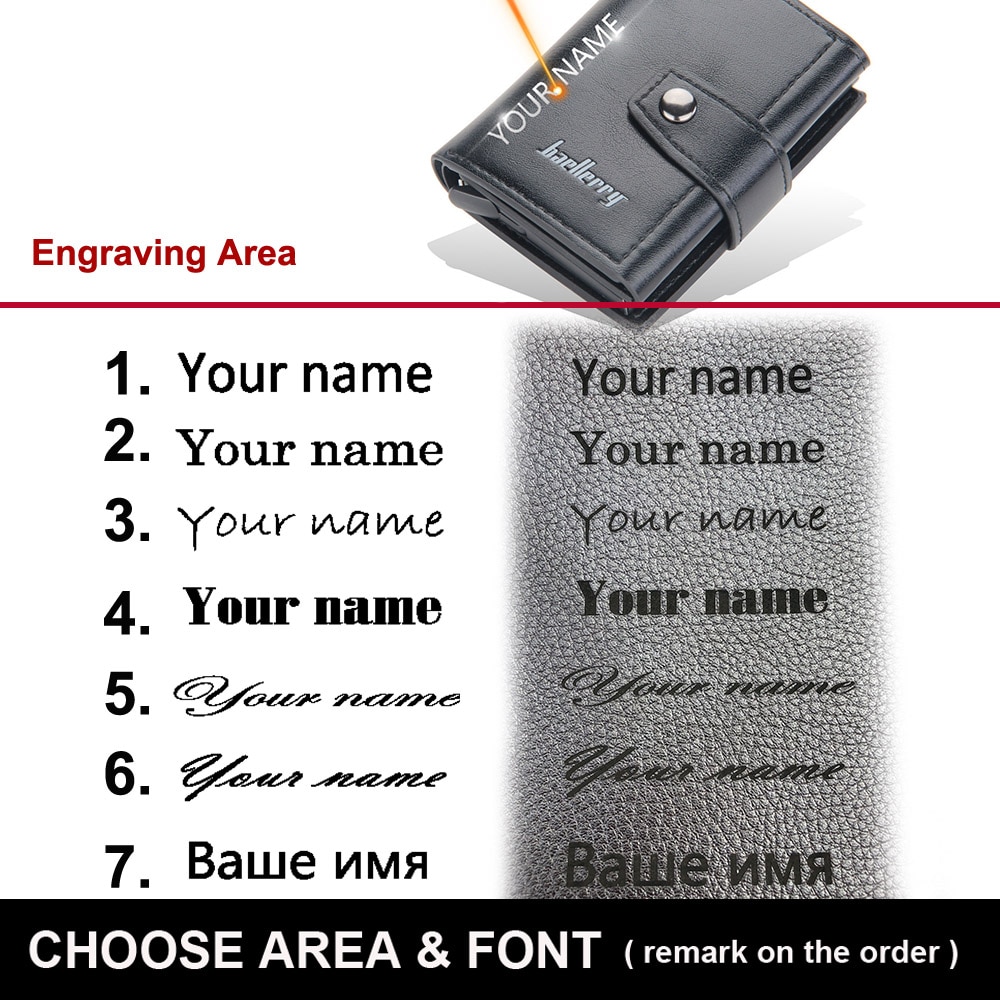 ארנק יוקרתי מסוג CARD HOLDER כולל חריטת השם שלך בחזית