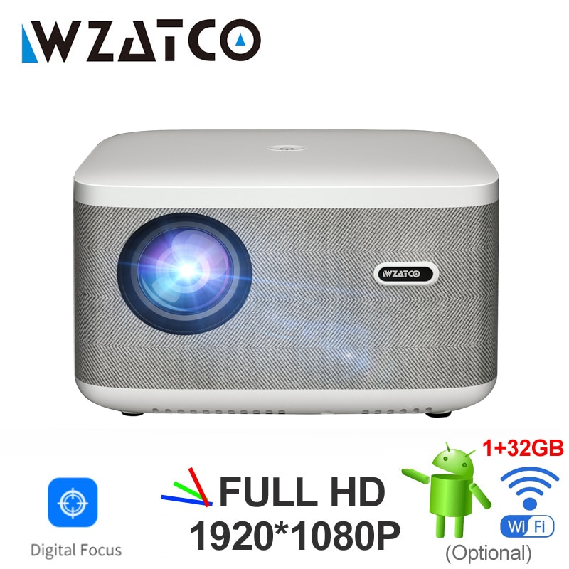 WZATCO A20, Digital Focus, Full HD, 1080P WiFi LED Video Movie Proyector Android 32G
