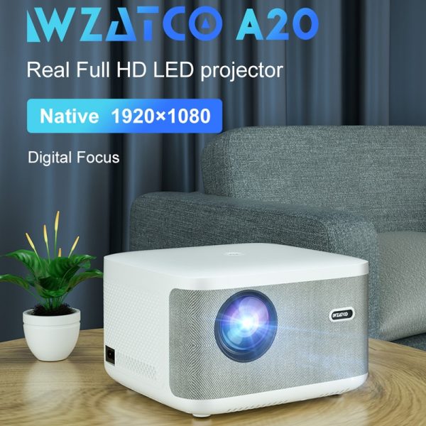 WZATCO A20, Digital Focus, Full HD, 1080P WiFi LED Video Movie Proyector Android 32G