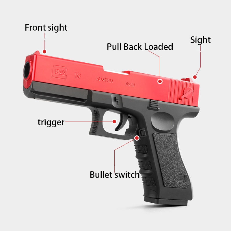 בלאק גלוק אקדח לילדים. M1911 כולל מחסנית וכדורים