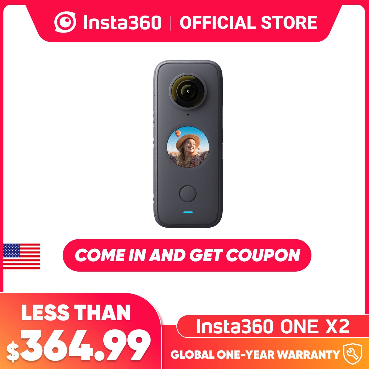 Insta360 ONE X2 מצלמת אקסטרים מקצועית ומדהימה המאפשרת לצלם 360 מעלות.