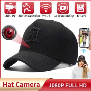 כובע מצחייה עם מצלמה מוסלקת + ראיית לילה. 1080P HD WiFi