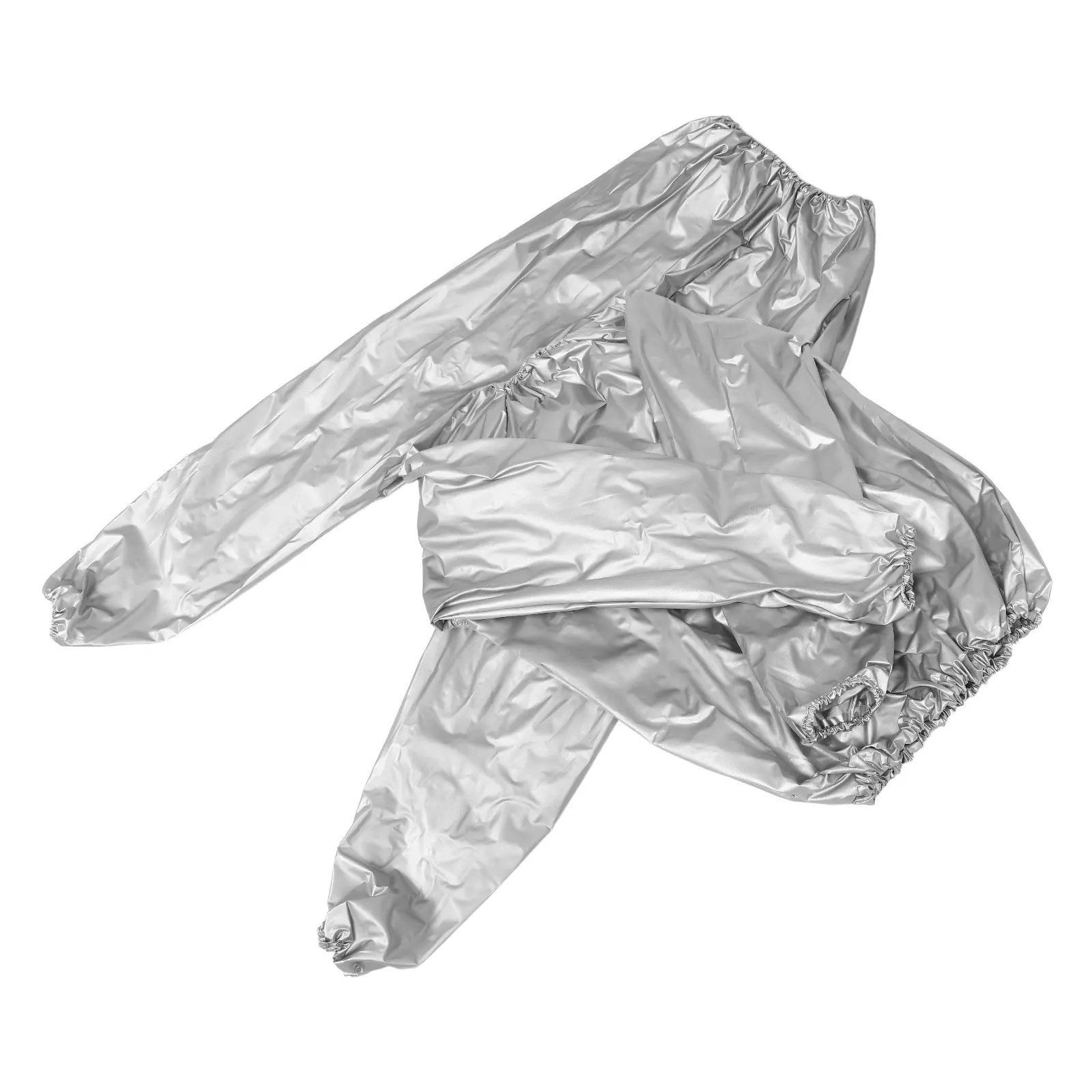 Fitness Sauna Suit for Men and Women Silver Reflective Sweat Suit 0.15mm Anti Rip Lightweight Gym Workout Exercise Gear Slimming