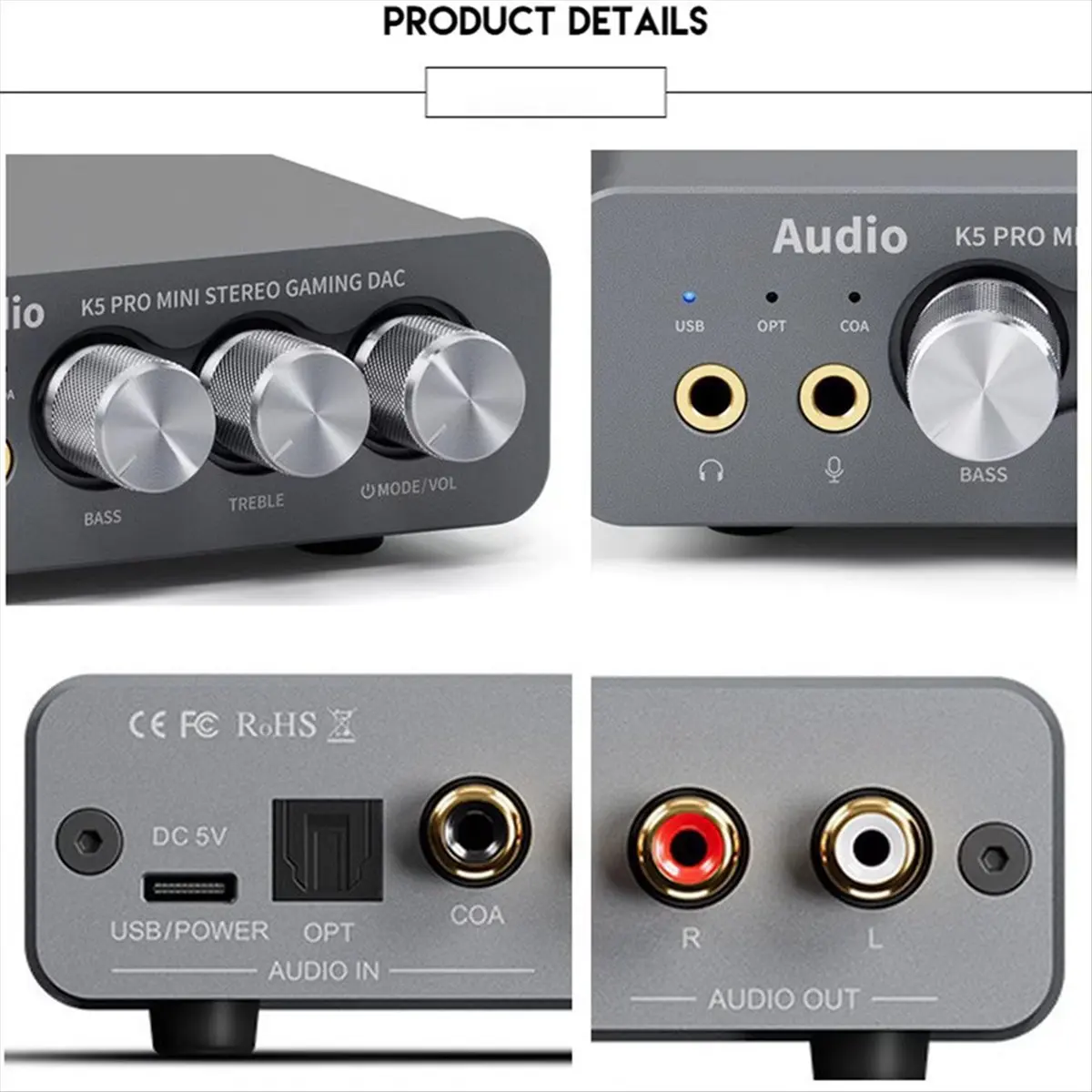 מגבר אוזניות K5Pro עם חיבור USB