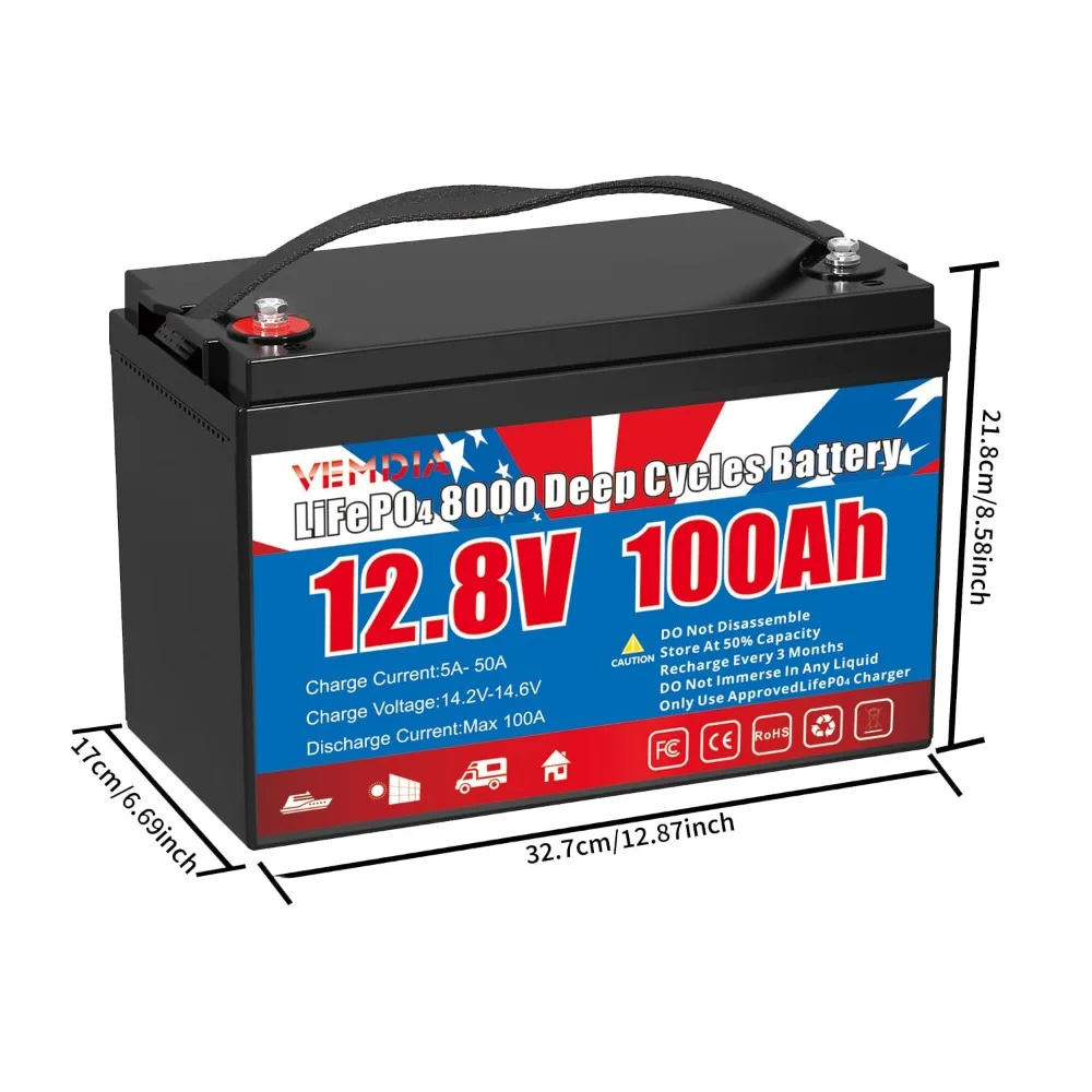 סוללת LiFePO4 12.8V 100Ah עם BMS