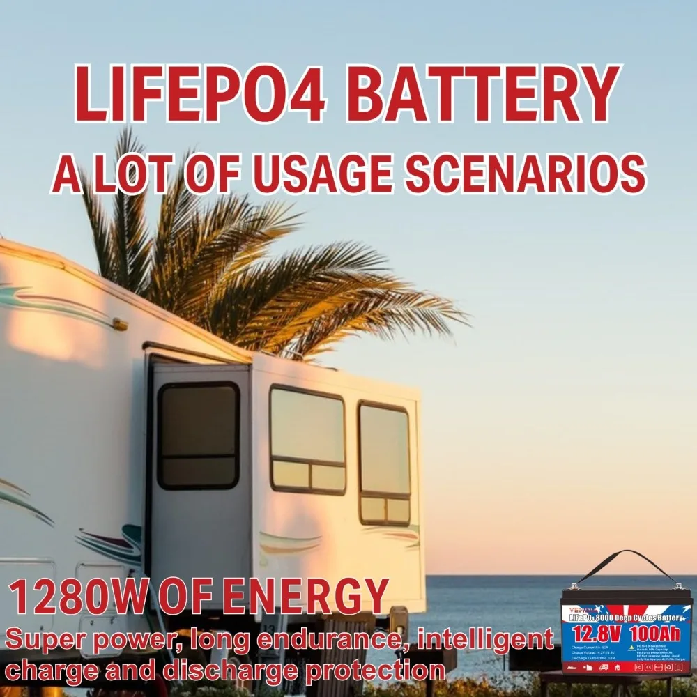 סוללת LiFePO4 12.8V 100Ah עם BMS