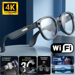 משקפי חכמה עם תרגום AI ומצלמת HD 8MP