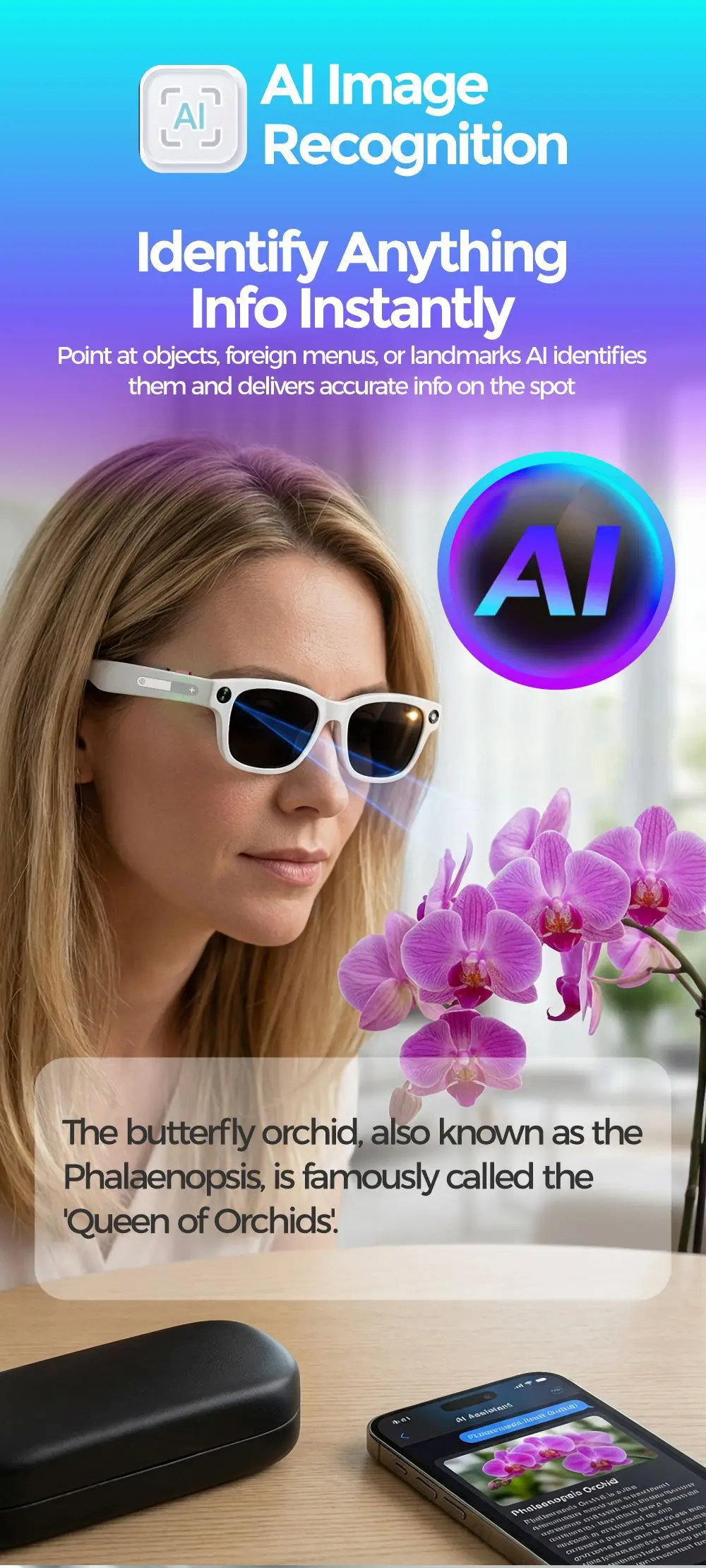 משקפי חכמה עם מצלמת HD ותרגום AI