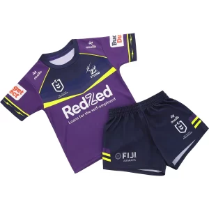 סט חולצת רוגבי לגברים Melbourne Storm עם מכנסיים קצרים