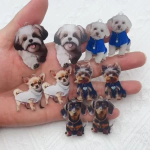 10 תליוני כלבים מצוירים מע resin – אביזרי תכשיטים