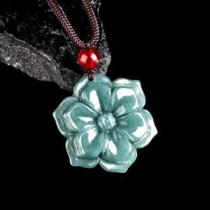 Burmese Jadeite Flower Pendant Necklace Stone Fashion Accessories Talismans Natural Gemstone Luxury Vintage Burmese Jade