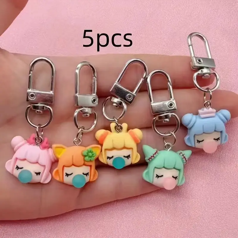 5 מפתחי שרף בצורת ילדה צבעוניות