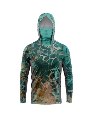 חולצת דייגים עם כובע ומסכת פנים לגברים – Reef Ocean Camo
