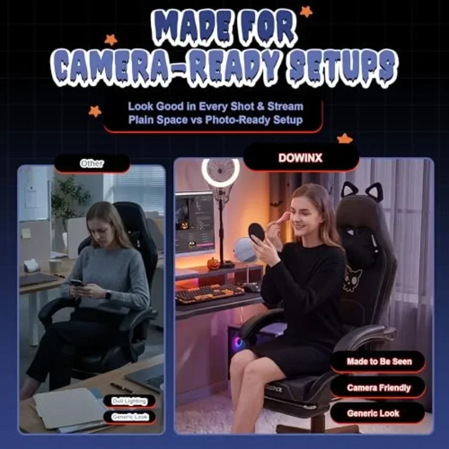 כיסא גיימינג עם אוזני חתול ועיצוב מודרני